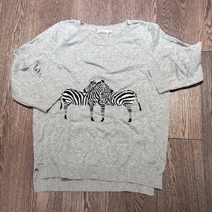 Gray Sweater with Zebra Design